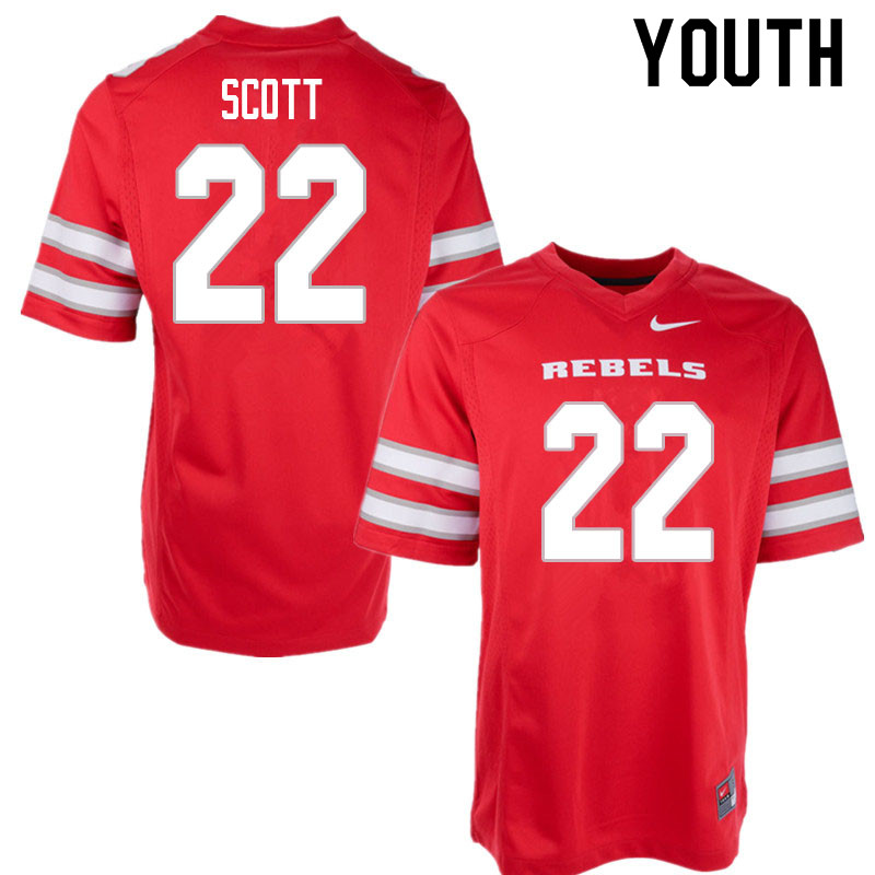 Youth #22 Brennon Scott UNLV Rebels College Football Jerseys Sale-Red - Click Image to Close